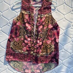 Buffalo size medium sheer sleeveless leopard blouse